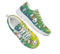Dolyues Regenbogen Farbe Cartoon Kinderarzt Bär Trainer Frauen Laufschuhe Mode Low Top Sport Athletic Spazieren im Fitnessstudio Schuhe für Damen Trainieren