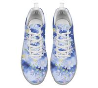 Dolyues Retro Blaue Blume Blumenmuster Frauen Laufende Turnschuhe Atmungsaktives Sport-Athletik-Trainer aus Mesh Schuhe 40 EU