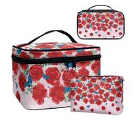 Dolyues Rote Rose Kosmetikkoffer Schminkkoffer Leer Make up Koffer Beauty Case Nagelkoffer Make up Organizer Koffer Multikoffer,Rosa