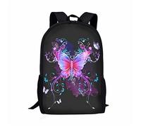 Dolyues Rucksack für Kinder Jungen Mädchen Casual Große Kapazität Schultaschen Teenager Rucksack mit seitlichen Flaschentaschen, Lila Schmetterlingsmuster, Einheitsgröße