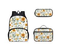 Dolyues Rucksack mit Lunchbox-Set für Mädchen, Jungen, Büchertasche, 3-in-1, Teenager, Studenten, Büchertasche für Studium, Reisen, blume