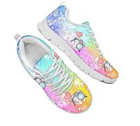 Dolyues Schön Niedlich Karikatur Zahn/Zahnarzt Muster Damen Gittergewebe Laufschuhe, Lässige Schnürschuhe Flach Sport Sportlich Tennisschuhe Leicht Atmungsaktiv (Mehrfarbig)