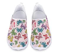 Dolyues Schöne Bunte Schmetterlinge-Rosa-Muster-atmungsaktive Slip-On-Schuhe für Frauen beiläufige sportliche Joggen Walking Turnschuhe 40 EU