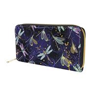 Dolyues Schöne Tier-Libelle Lila Druck Lange Pu-Leder-Geldbörse für Damen Kreditkarten-Telefonhülle Clutch-Taschen Reißverschluss Bargeldhalter Geld-Organizer
