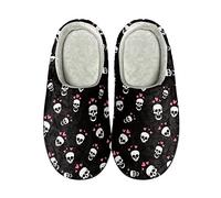 Dolyues Schuhe rutschfeste Hausschuhe Allwetter warme Baumwolle Slipper für Erwachsene Männer Frauen, totenkopf, 39.5 EU