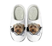 Dolyues Schuhe rutschfeste Hausschuhe Allwetter warme Baumwolle Slipper für Erwachsene Männer Frauen, Yorkshire Terrier, 39 EU