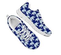 Dolyues Stammes Ethnisch Elefant Pattern Damen Niedriges Oberteil Mesh Laufschuhe, Lässig Leichte Bequeme draussen Sportliche Wanderschuhe (Königsblau)