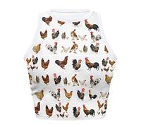 Dolyues Tank Tops für Frauen Yoga Workout Party Basic Fitted Crop Tank Top Strand Ärmellos Racerback Weste, Huhn-weiß, M