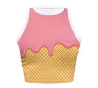 Dolyues Tank Tops für Frauen Yoga Workout Party Basic Fitted Crop Tank Top Strand Ärmellose Racerback Weste, Eiswaffel, XXL