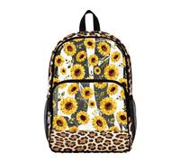 Dolyues Transparenter Rucksack für Schule, Stadion, Veranstaltungen, robuste Schmetterlings-Büchertaschen für elementare Mädchen, durchsichtige Rucksäcke, Leopard Sonnenblume, Tagesrucksack