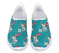 Dolyues Türkis Niedliche Cartoon Krankenschwester Muster Frauen Slip On Arbeits Wanderschuhe, Lässige Leichte Sportliche Gym Jogging Sneakers