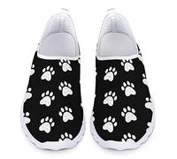 Dolyues Weiße Hundepfote Muster Schwarz Damen Lässige Turnschuhe Sport Trainer Joggen Wanderschuhe 42 EU