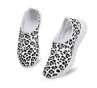 Dolyues WeißE Schwarze Leopardendruck Damen Turnschuhe Leichte Atmungsaktive Sport Laufen Walken Turnschuhe Anziehen