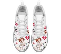 Dolyues Weißes Krankenschwester-Design Drucken Damen Lauf Sneaker Atmungsaktiv Leichtes Gittergewebe Schnür Sport Sportschuh 44 EU