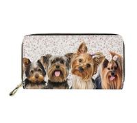 Dolyues Yorkshire-Terrier-Hundedruck-Damengeldbörse, Pu-Leder, Lange, schlanke Geldbörse, Kartenhalter-Kupplung mit Reißverschlusstasche, Kreditkartenetui