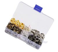 Domary 8-mm-Ösen-Set aus Messing, 140 Stück, Gemischte Farben für | Hochwertiges Messing und Eisen, 4 Farben (Silber/Gold/Gun Black/Dunkelbronze), Langlebige Aufbewahrungsbox, Geeignet für