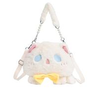 Domasvmd Damen-Handtasche, Plüsch-Umhängetasche, schöne Kuriertasche, JK Cartoon-Umhängetasche, Dating-Tasche, Plüsch-Crossbody-Tasche, Mädchen, Cartoon-Umhängetasche, niedliche Umhängetasche, weiß