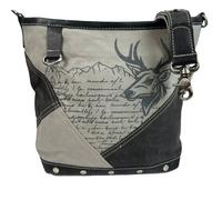 Domelo Canvas Tasche. Große Trachtentasche. Umhängetasche Schultertasche grau