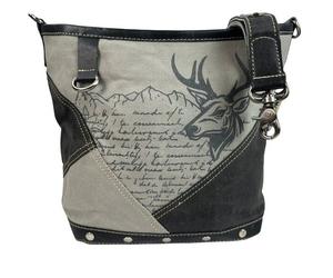 Domelo Canvas Tasche. Große Trachtentasche. Umhängetasche Schultertasche grau