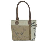 Domelo Damen Handtasche. Trachtentasche aus Canvas & Leder. Schultertasche in Vintage Trachten Stil. Handgelenktasche mit Lederreimen