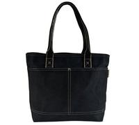 Domelo Damen Shopper. Dunkelblaue wasserabweisende Handtasche, gewachste Canvas Schultertasche