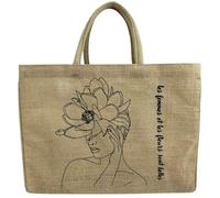 Domelo Einkaufskörbe. Bedruckte Einkaufstasche. Jute Tasche groß. Korbtasche, wasserabweisenden Strandtasche. Jutetaschen Shopper als Shopping bag. Nachhaltige Tragetasche (Frau)