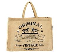 Domelo Einkaufskörbe. Bedruckte Einkaufstasche. Jute Tasche groß. Korbtasche, wasserabweisenden Strandtasche. Jutetaschen Shopper als Shopping bag. Nachhaltige Tragetasche (Vintage Pferde)