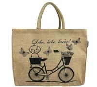Domelo Einkaufskörbe. Bedruckte Einkaufstasche. Jute Tasche groß. Korbtasche, wasserabweisenden Strandtasche. Jutetaschen Shopper als Shopping bag. Tragetasche (Fahrrad mit Hund)