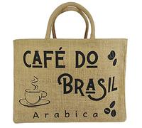 Domelo Einkaufskörbe. Bedruckte Einkaufstasche. Jute Tasche groß. Korbtasche, wasserabweisenden Strandtasche. Jutetaschen Shopper als Shopping bag. Nachhaltige Tragetasche (Beige Cafe Do Brasil)