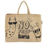 Domelo Einkaufskörbe. Bedruckte Einkaufstasche. Jute Tasche groß. Korbtasche, wasserabweisenden Strandtasche. Jutetaschen Shopper als Shopping bag. Nachhaltige Tragetasche (Lama)