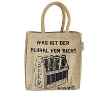 Domelo Jute Flaschentasche. Geschenke für Männer. Bierträger/Flaschenträger mit Trennwänden für 6 Flaschen. kleine Einkaufskorb. Lustige witzige Bier Männerhandtasche