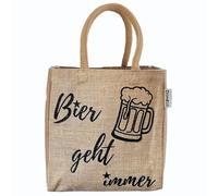 Domelo Jute Flaschentasche. Geschenke für Männer. Bierträger/Flaschenträger mit Trennwänden für 6 Flaschen. kleine Einkaufskorb. Lustige witzige Bier Männerhandtasche