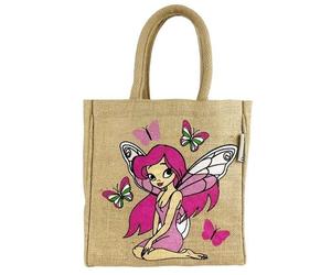 Domelo Kinder Handtasche Mädchen Jute Tasche kleine Schultertasche mit Fee Motiv