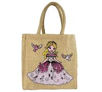 Domelo Kinder Handtasche vegane Jute Schultertasche kleine Mädchenhandtasche Jutetasche bedrückte Korb mit pink Prinzessin Mädchen Tragetasche Süße Kleinkinder Kindertasche Jutebeutel Coole Geschenk