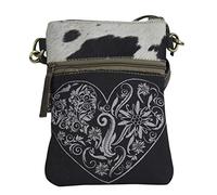Domelo klein Trachtentasche. Canvas Umhängetasche. Damen Oktoberfest Tasche. Dirndltasche. Schwarze Segeltuch Crossbody Bag. Schultertasche als Wiesn Accessoires