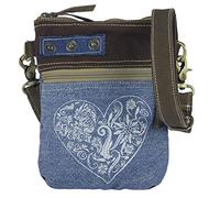 Domelo klein Trachtentasche. Canvas Umhängetasche. Damen Oktoberfest Tasche. Nachhaltige Dirndltasche. Crossbody Bag aus recycelte Jeans Stoff. Schultertasche als Wiesn Accessoires