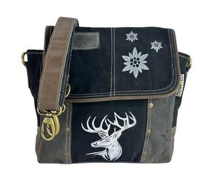 Domelo Messenger Tasche aus Canvas und Leder. Crossover mit Hirsch Motiv