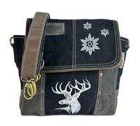 Domelo Messenger Tasche aus Canvas und Leder. Crossover mit Hirsch Motiv