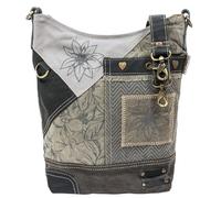 Domelo Trachtentasche. Große grau schwarz Umhängetasche mit Edelweiss