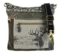 Domelo Trachtentasche Damen, Dirndl Tasche Schwarz mit Hirsch & Edelweiß, Vintage Trachten Umhängetasche für Oktoberfest, Crossbody bag mit viele Fächer zu Trachtenmode