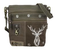 Domelo Trachtentasche. Kleine Umhängetasche. Oktoberfest Damen Crossbody Bag mit Hirsch Aufdruck. Khakigrün Canvas Tasche als Geschenk für Trachtenmode Liebhaber
