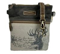 Domelo Vintage Tasche Trachten Umhängetasche Crossbody schwarz grau