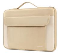 DOMISO Laptophülle 17 Zoll mit Ausziehbarem Tragegriff - Wasserabweisend Schutzhülle Tasche für Dell XPS 17, HP Envy 17 und andere 17-17,3" Laptops - Beige