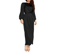domorebest Dubai Abaya für Damen - Muslimische Kleidung Robe Bandage Satin Kaftan Kleid islamisch Ramadan Eid Arabische Kleider