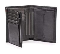 DONBOLSO Geldbörse Wien - Großes Portemonnaie aus Leder für Herren - Geldbeutel und RFID Schutz - Geldbörse mit Münzfach - Portmonee für Männer - Leder Geldbeutel Männer - Nappa Schwarz