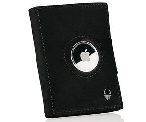DONBOLSO Wallet Air - Slim Wallet mit Apple AirTag Fach - Hochwertiges Kreditkartenetui aus Echtleder - Mini Portemonnaie Herren - Geldbörse ohne Münzfach - Vintage Schwarz