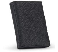 DONBOLSO Wallet NextGen Leder - Slim ohne Münzfach - Geldbeutel mit RFID Schutz - Kartenetui bis 11 Karten - Mini Portemonnaie für Herren und Damen - Geldbörse - Schwarz Nappa Genarbt