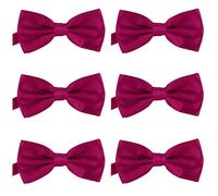 DonDon 6er Set Herren Fliege 12 x 6 cm gebunden und längenverstellbar beere