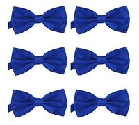 DonDon 6er Set Herren Fliege 12 x 6 cm gebunden und längenverstellbar blau