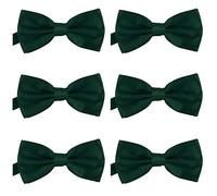 DonDon 6er Set Herren Fliege 12 x 6 cm gebunden und längenverstellbar dunkelgrün